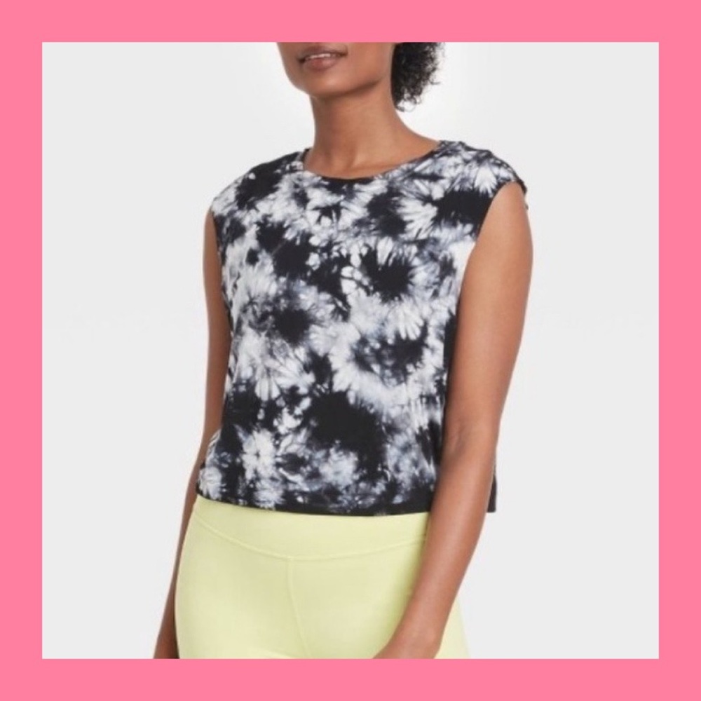 JOY LAB Black Onyx Tie Die Cropped Top NWT M L XL